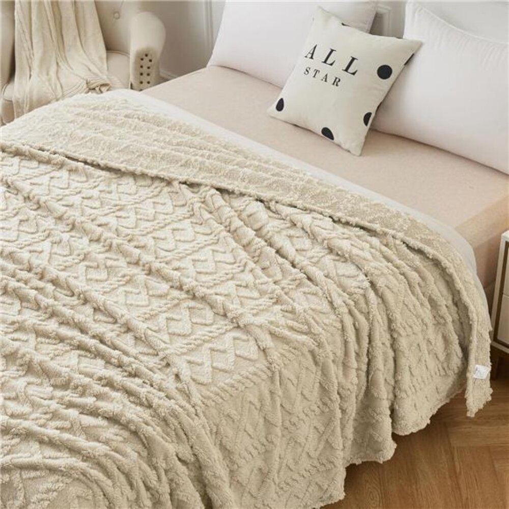 Fleece Throw Blanket - 50"x60" Khaki, Cozy/Soft Lightweight Fuzzy Throw Blanket - Picture 2 of 3